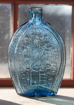 "Success To The Railroad" And Locomotive Historical Flask, GV-1a