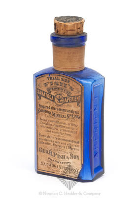 "Geo. H. Fish & Son / Pharmacist / Saratoga Springs / New York / Aperient / Saratoga" Medicine Bottle, AAM pg. 167