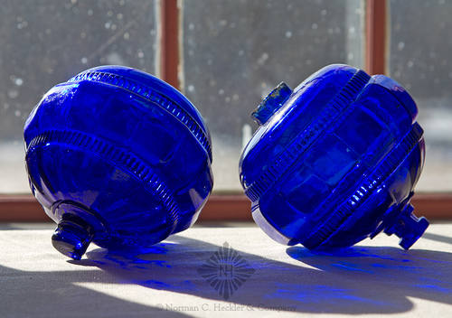 Two Fancy Mold Blown Lamp Fonts