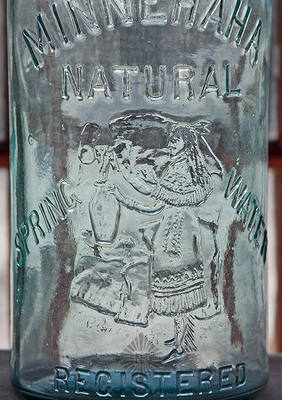 "Minnehaha / Natural / Spring (Full Figure Of Indian At Spring) Water / Registered" Spring Water Bottle, This bottle is referenced on pg. 60 of "Indian Bottles And Brands" by John Odell