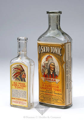 Two Label Only Indian Medicine Bottles, These bottles are referenced on pg. 66 and pg. 70 of "Indian Bottles and Brands" by John Odell