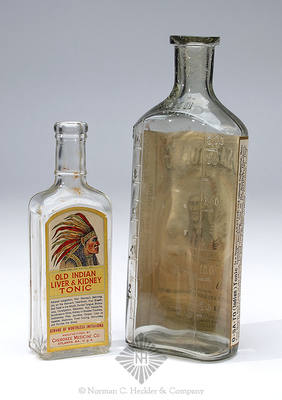 Two Label Only Indian Medicine Bottles, These bottles are referenced on pg. 66 and pg. 70 of "Indian Bottles and Brands" by John Odell