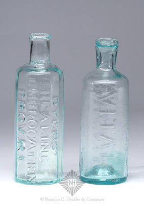 Two Medicine Bottles "Dyers' / Healing / Embrocation / Prov. R.I." and "Vital / Balsam", AAM pg. 150 and unlisted