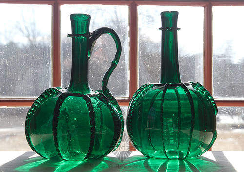 Two Freeblown Decanters, Similar in form and construction to AG plate 68