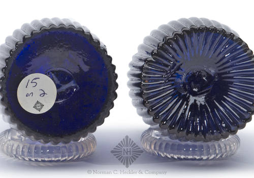 Two Blown Three Mold Toilet Water Bottles, GI-7 Type 2 and similar to GI-7 Type 4