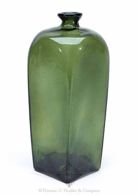 A Compartmented Wooden Case With Twelve Freeblown Gin Bottles, AG plate 89