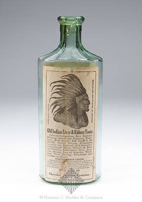 "Old Indian Liver & Kidney Tonic" Label Only Medicine Bottle, This bottle is referenced on pg. 66 of "Indian Bottles And Brands" by John Odell