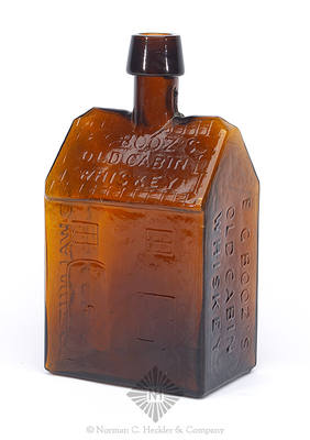 "E.G. Booz's / Old Cabin / Whiskey / 120 Walnut St.. / Philadelphia / 1840 / E.G. Booz's / Old Cabin / Whiskey" Figural Bottle, GVII-3