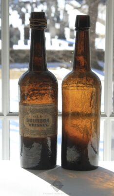 Two Willington Base Embossed Whiskey Bottles