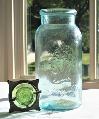 LaFayette Fruit Jar with Rare Colored Closure