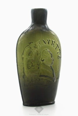 LaFayette" And Bust  Masonic Arch And Emblems Portrait Flask