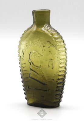 Lafayette And Bust  Masonic Arch And Emblems Portrait Flask