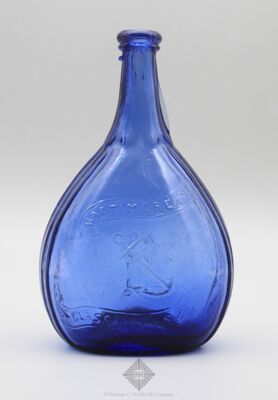 Baltimore Glass Works Anchor  Sheaf Of Grain Calabash Flask