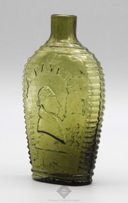 Lafayette And Bust  Masonic Arch And Emblems Portrait Flask