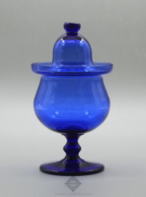 Freeblown Covered Sugar Bowl On Pedestal