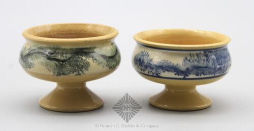 Two Mocha Ware Pottery Salt Cellars