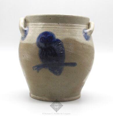 Stoneware Crock With Owl Decoration