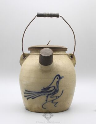 Stoneware Batter Pitcher With Bird Decoration