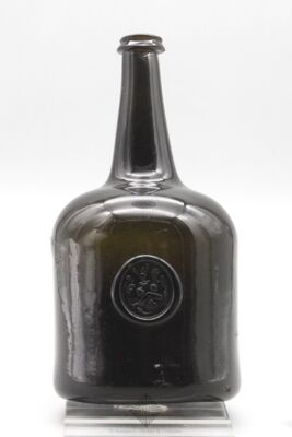 Early Black Glass Wine Bottle With Applied Seal