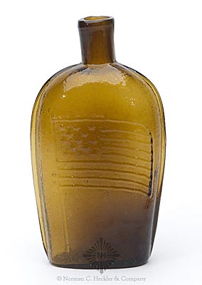 Large Thirteen Star Flag - "New Granite Glass Works / Stoddard / N.H." Historical Flask