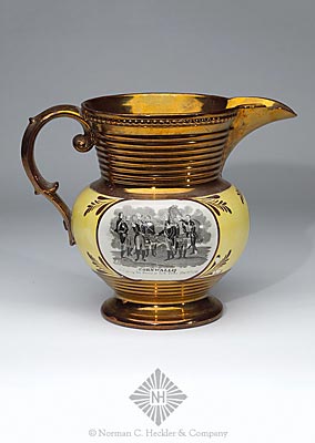 Large Pottery Copper Lusterware Pitcher