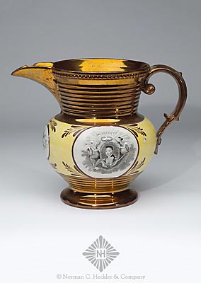 Large Pottery Copper Lusterware Pitcher